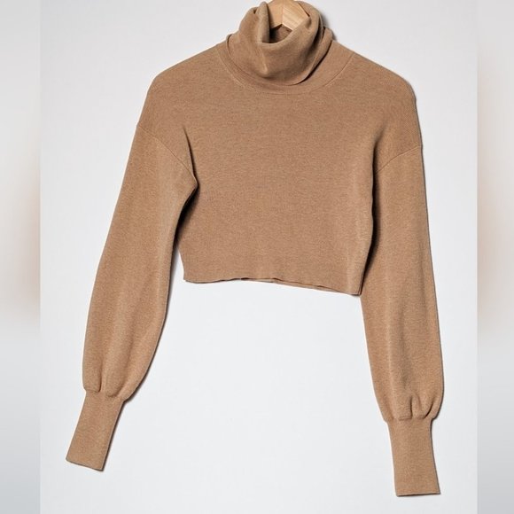 WILFRED Rebecca Sweater Wool Light Brown Cropped Turtleneck XXS 00 Aritzia - Picture 7 of 12